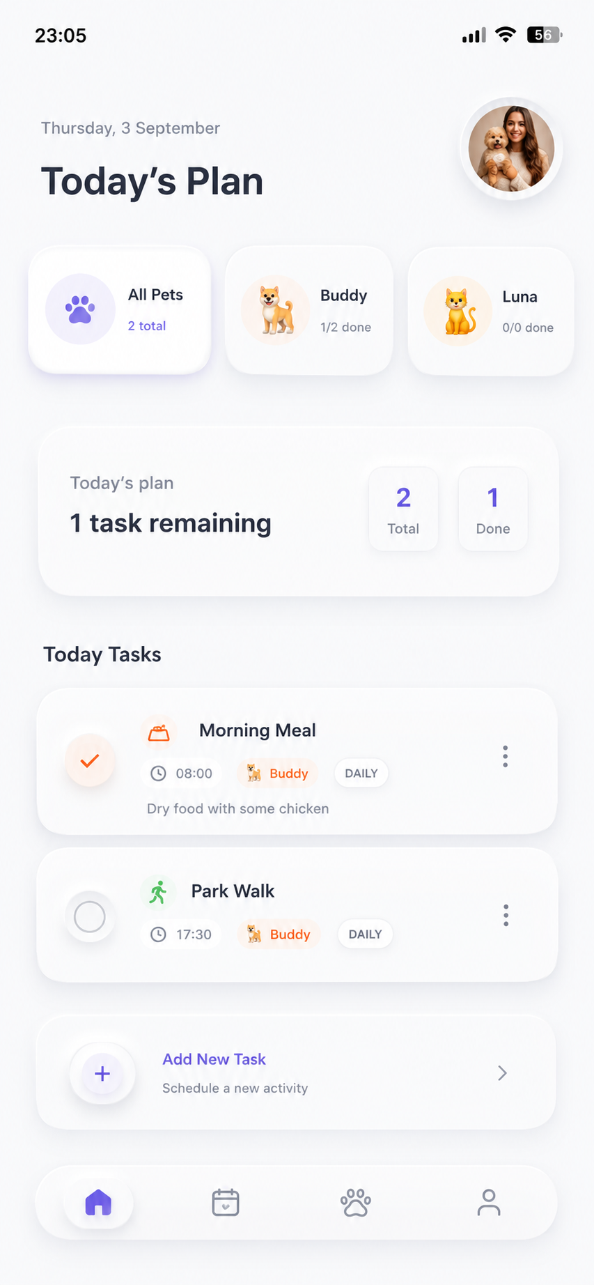 PetCare Today's Plan Screen